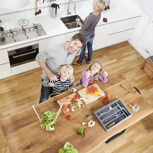 Expandable Bamboo Kitchen Drawer Organizer for Cutlery and Utensils