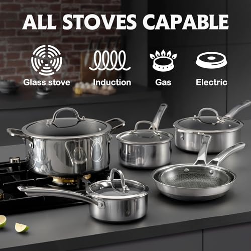 Saute Pan Hybrid Non Stick 6.5 Quart Everyday Braiser pan (Stainless Steel)