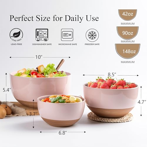 Ceramic Mixing Bowls (3PCS / Cloud Pink)