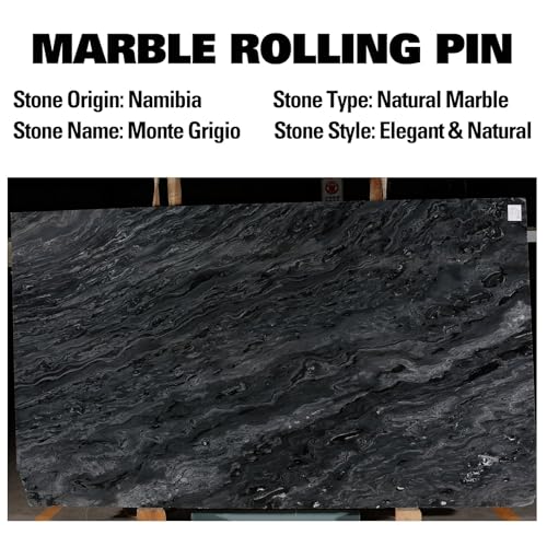 African Natural Marble Rolling Pin (Grey Marble with Pastry Mat)