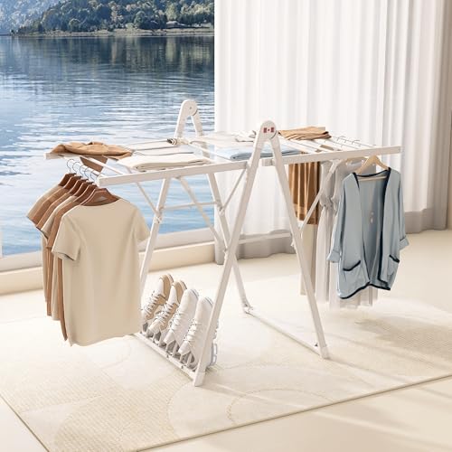 Heating Clothes Drying Rack Foldable Shoes Socks White