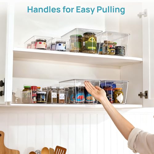 8 Pack Clear Storage Bins with Lid Set for Pantry Organizer (Set A)