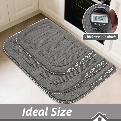 30x18 Inch Kitchen Rugs Non Slip Washable Kitchen Sink Rug (1'6" x 2'6" (Semicircular) / Grey)
