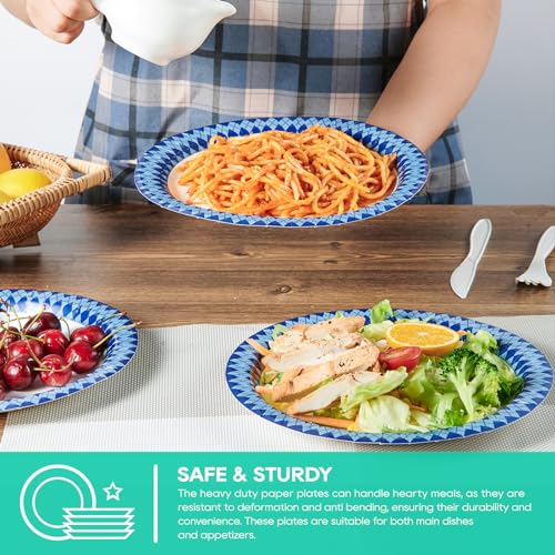 8.37 inch Disposable Paper Plates (Navy-300pack)