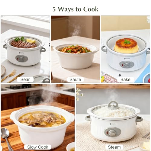 4.0 Quart Slow Cooker with Ceramic Nonstick Coating (Ivory White / 4 Quarts)