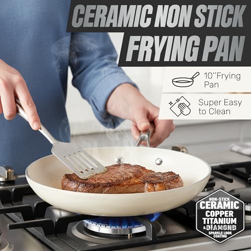 20 Pc Ceramic Cookware Set (Cream White / 20 Piece Set)