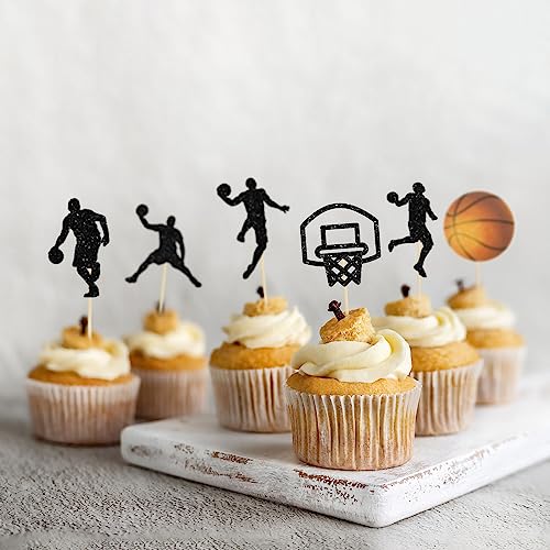 24Pcs Basketball Cupcake Toppers Star Sports Fan Basketball Backboard Cupcake Picks Baby Shower Players Sports Theme Birthday Party Cake Decorations Supplies (24 Count)