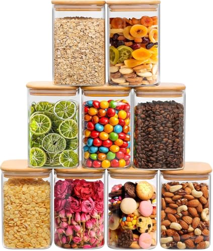 Square Glass Containers with Lids 1.2 Qt (9 Count)