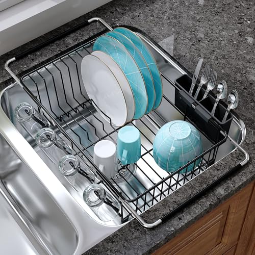 Black Dish Drying Rack in Sink (Black / For 12"-30"w Sink)