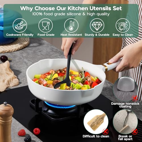 Silicone Cooking Utensils Set (Black)