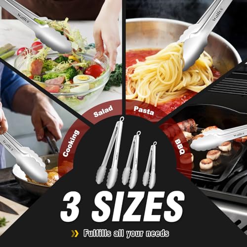 Kitchen Tongs for Cooking (7+9+12 Inch / All Metal)