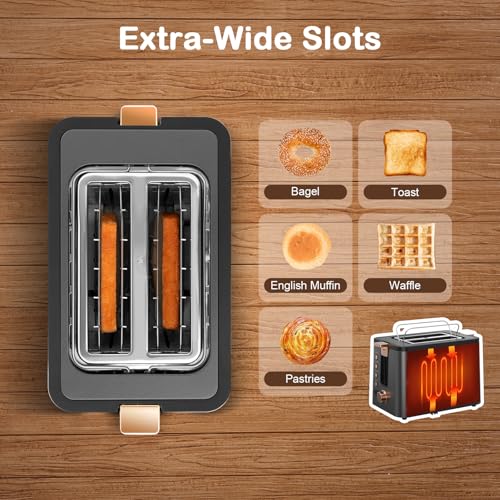 Toaster 2 Slice Stainless Steel Body Timer (2 Slot / Grey & Gold)