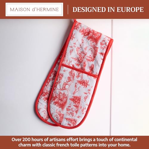 Double Oven Mitts 100% Cotton Double Oven Glove (120 - Winter Jouy / 7" x 35" (Double Oven Mitt))