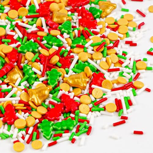 Edible Jimmies Sprinkles for Cake Decorating (Christmas Sprinkles Mix)