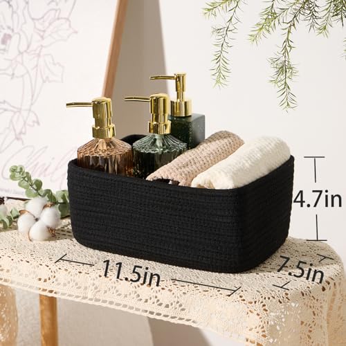 Small Storage Baskets for Organizing (4pcs-L11.5xW7.5xH4.7" / Black)