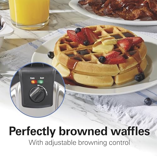 26031 Belgian Waffle Maker with Removable Non (Black / Single Flip, Ceramic Grids)