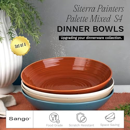 Siterra Painter's Palette Stoneware Pasta Bowls (Rustic Mix / Pasta Bowl Set)