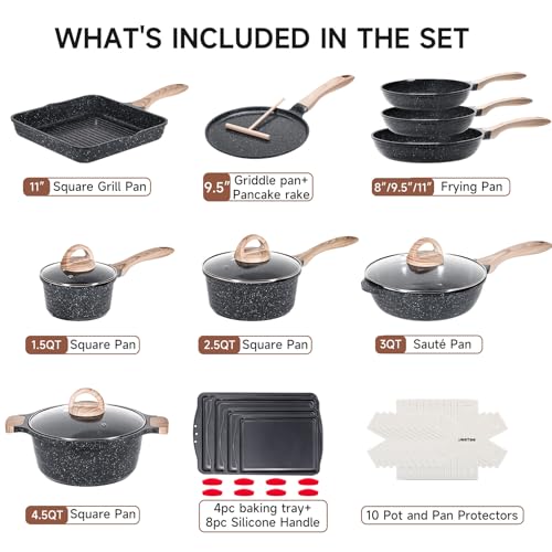 36Pcs Pots and Pans Set Non Stick (36 pcs Grey)
