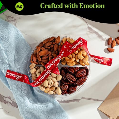 Mixed Nuts Gift Basket (3. Classic Red Ribbon - (4 Piece Assortment))
