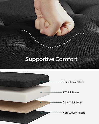 30 Inches Folding Storage Ottoman Bench (Ink Black / 15"D x 30"W x 15"H (without Flipping Lid))