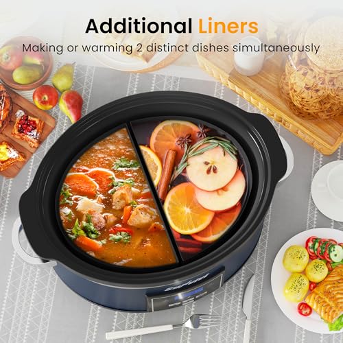6 Quart Programmable Slow Cooker with 2 in 1 Silicone Liners
