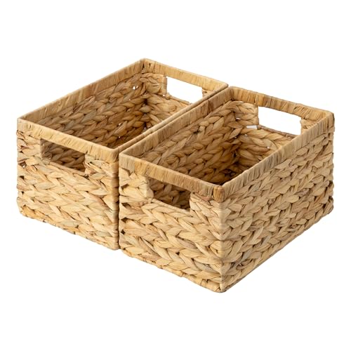 Wicker Storage Baskets for Shelves (Natural (Water Hyacinth) / 13"L x 8¼"W x 7"H)