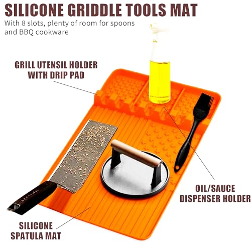 2 PCS Silicone Grill Mat Compatible with Blackstone (orange2pcs)