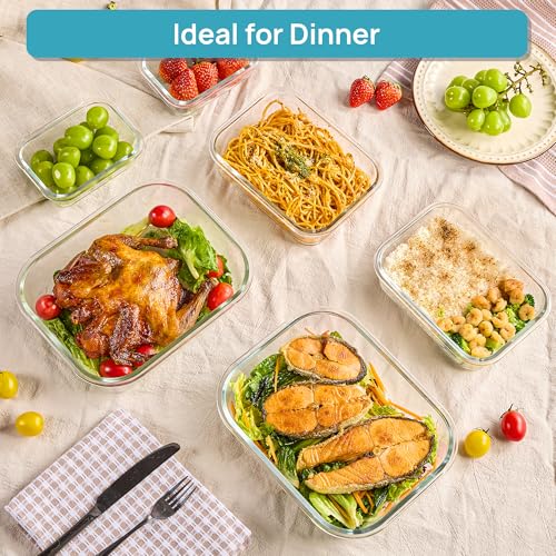 2.26L 76oz Extra Large Glass Food Storage Containers with Lids (Mixed of 6pack)