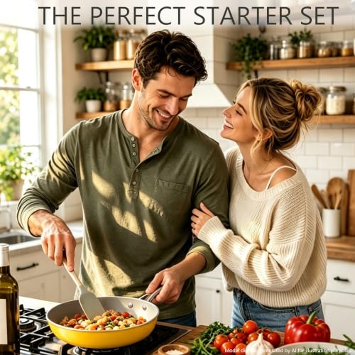 7 Piece Ceramic Cookware Set (Yellow / 7pc set)