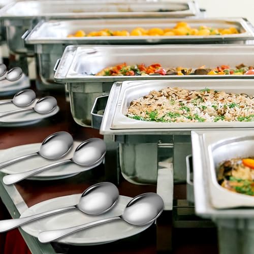 Stainless Steel Serving Spoons Set (8 Pieces (Large Only) / Silver)