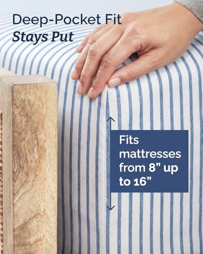Twin Size 3 Piece Sheet Set (43 - Blue Stripes 2 / Twin)