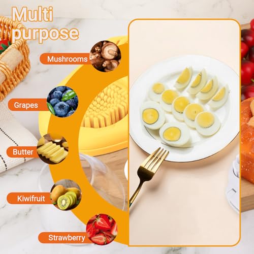 1 Pcs Stainless Steel Egg Slicer for Hard Boiled Eggs (1 Pack Yellow Stainless Steel Egg Slicer)