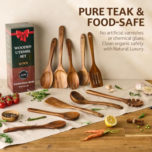 10 Piece Teak Wood Cooking Utensil Set (10 PCS Set)