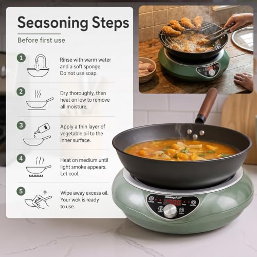 1700W Concave Induction Wok Burner (Cooktop with Nitrided Carbon Steel Wok)