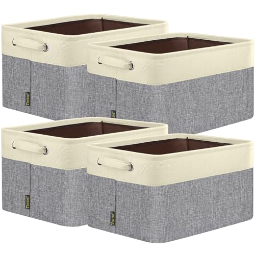4 Pack Fabric Closet Storage Bins for Shelves (Grey / 4PCS/Large-15x11x9.5)