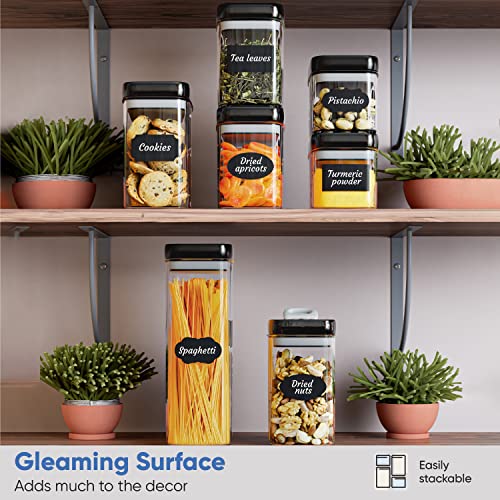 Airtight Food Storage Containers Set for Home Organization (Jet Black - Extra Volume)