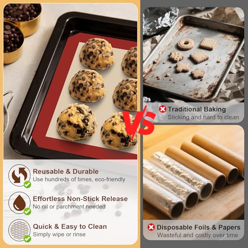 Silicone Baking Mats 3 Pack (3pcs: Red)