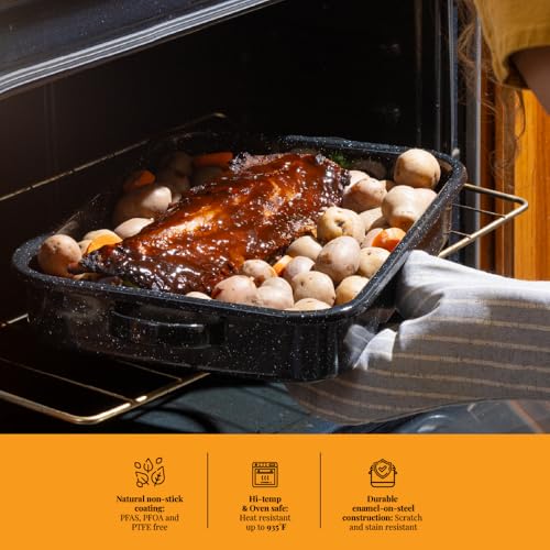 Open Roasting Pan with Flat Rack