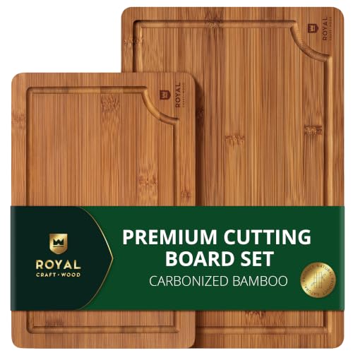 Wooden Cutting Boards for Kitchen Meal Prep & Serving (2-Piece / Brown)