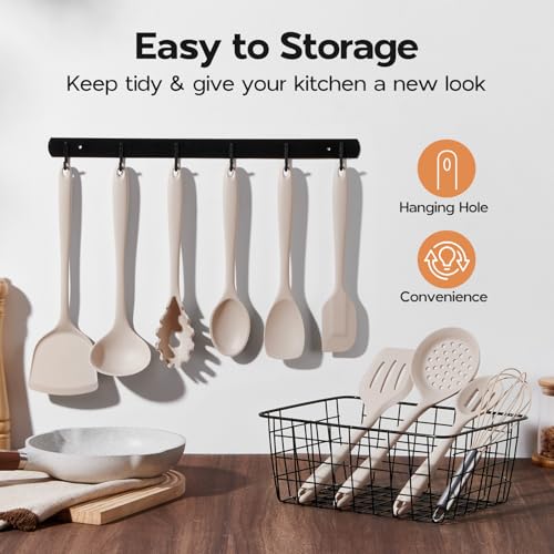 Silicone Cooking Utensils Set (Khaki)