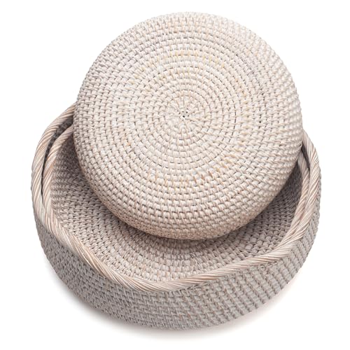 Rattan Bread Basket (Set of 3 (Small/Medium/Large) - Whitewash)