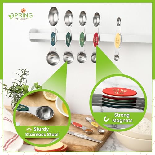 Stainless Steel Magnetic Measuring Spoons Set of 8 (Very Merry / 1-Pack)