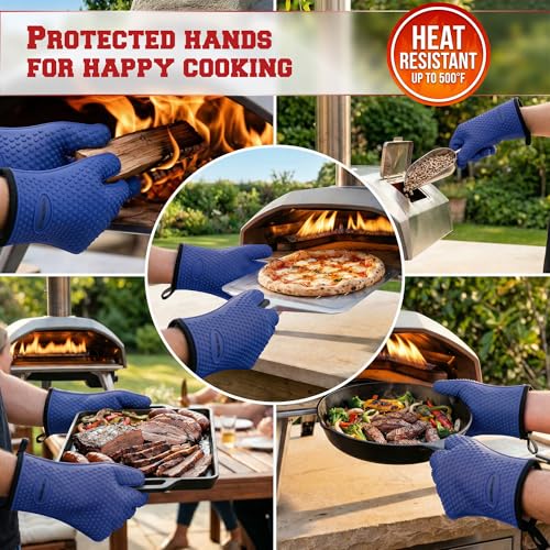 Silicone Pizza Oven Gloves (Calm Blue / One Size Fits Most)
