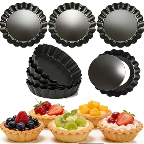 12Packs Mini Tart Pans 4 Inch Tart Pan Removable Bottom Round Nonstick Quiche Pan (4 Inch X 0.75-inch)