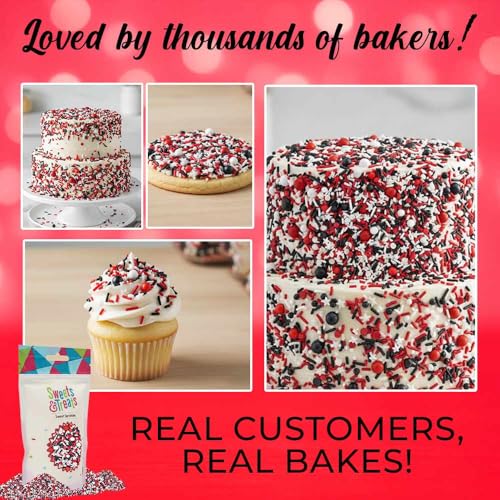Red White and Black Sprinkles for Cake Decorating and Baking Cupcakes (4 Ounce)