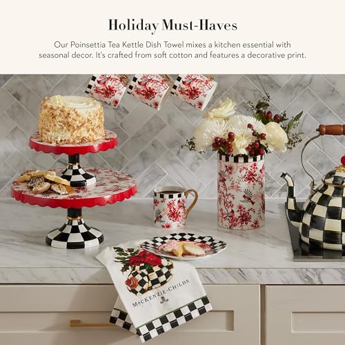 Cotton Dish Towel (Poinsettia Tea Kettle / 1-Pack)