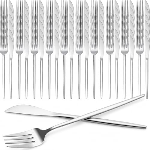 100 Pieces Stainless Steel forks and knives Dinner Flatware Set Tableware Cutlery for Butter Kitchen Restaurant (8.8 Inches，8.4 Inches / Silver)