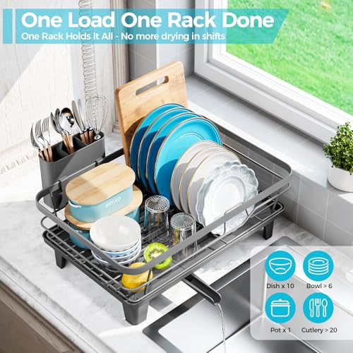 Urakify Dish Drying Rack for Kitchen Counter (Gray)
