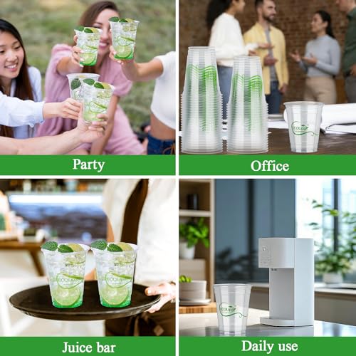 1000 Count 16 OZ Clear Compostable Plastic Cups for Restaurant (16oz-clear)