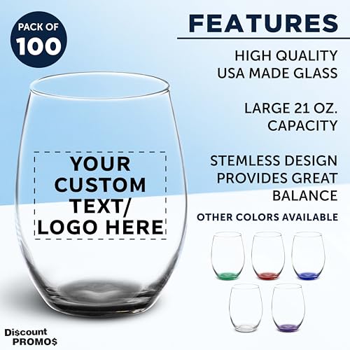 100 ARC Stemless Wine Glasses Set (100 Count)